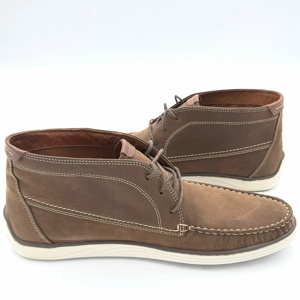 Size 10 - Johnston & Murphy Emmett‎ Moc Toe Boot - Tan Oiled Full Grain Leather